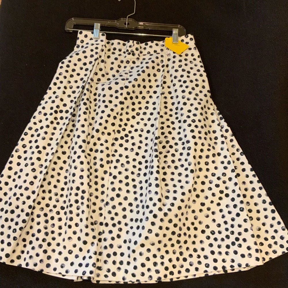 Polka dot box pleat skirt, size 6